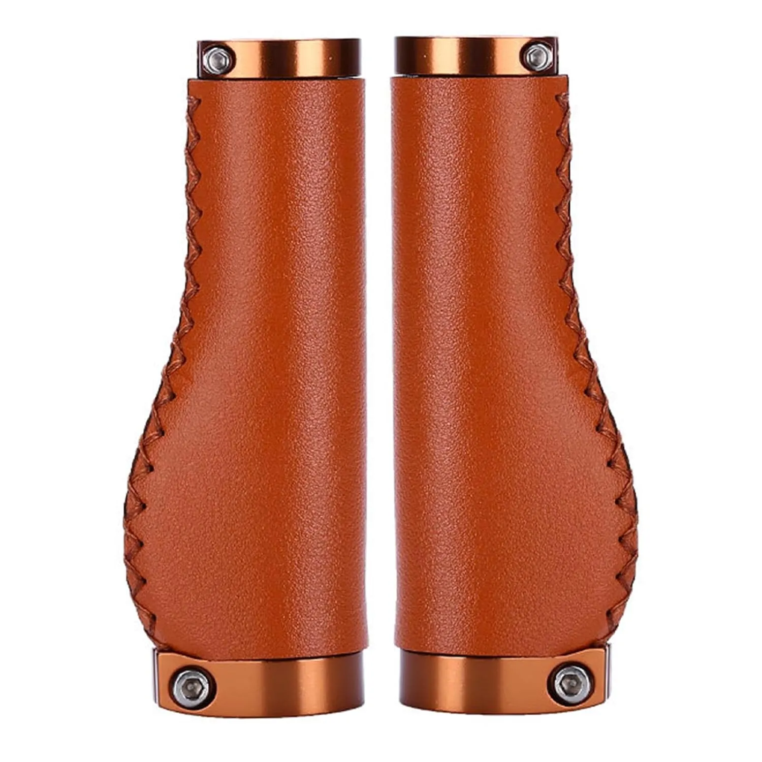 Leather Bike Handlebar Grips Lockable Shock Absorbing Prevent Slip Retro PU Leather Bike Handle Grips Bicycles Scooters