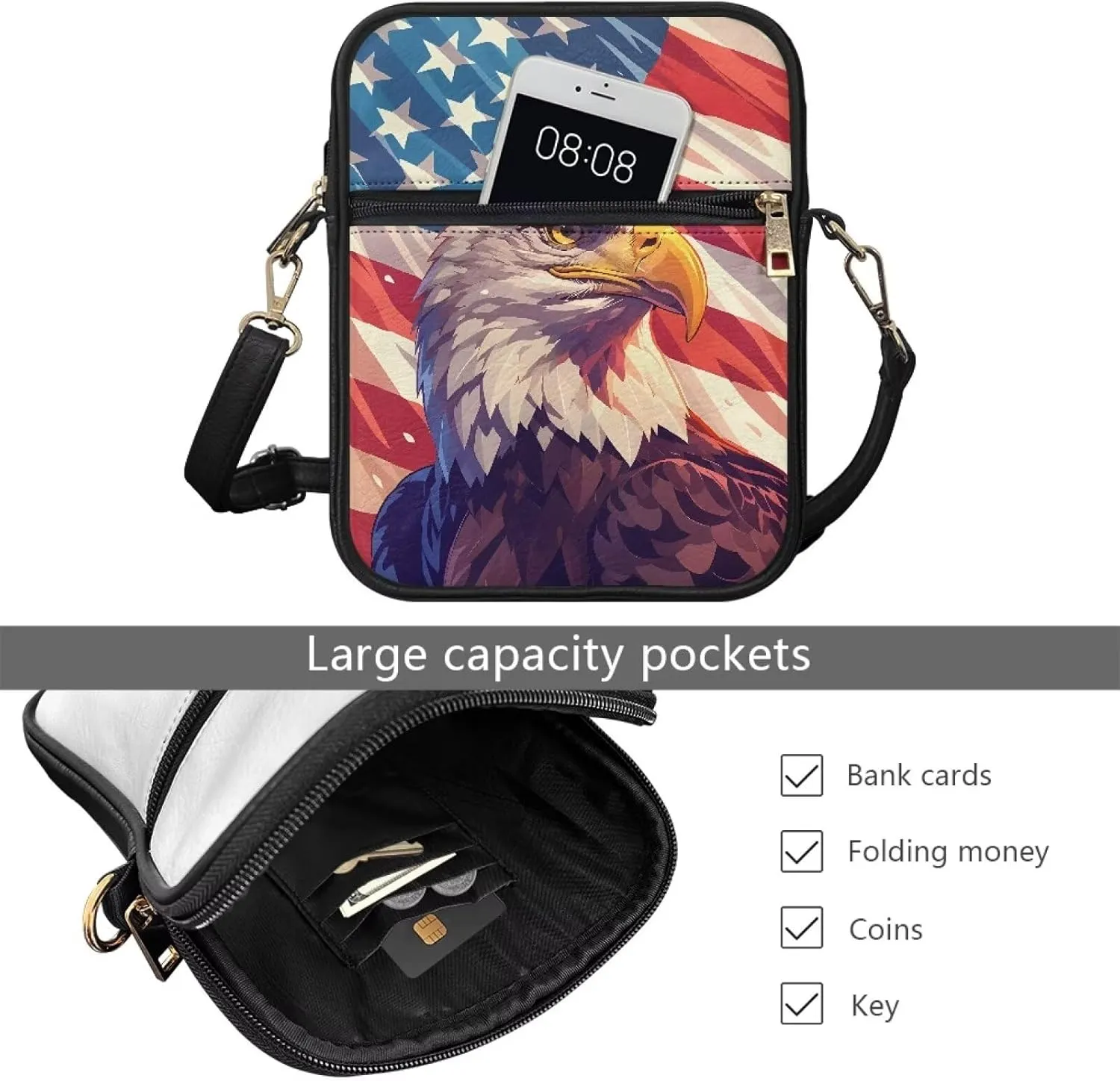 Leather Messenger Bag for Women Men Crossbody Bag Shoulder Bag Sling Travel Bag with Zipper Adjustable Strap