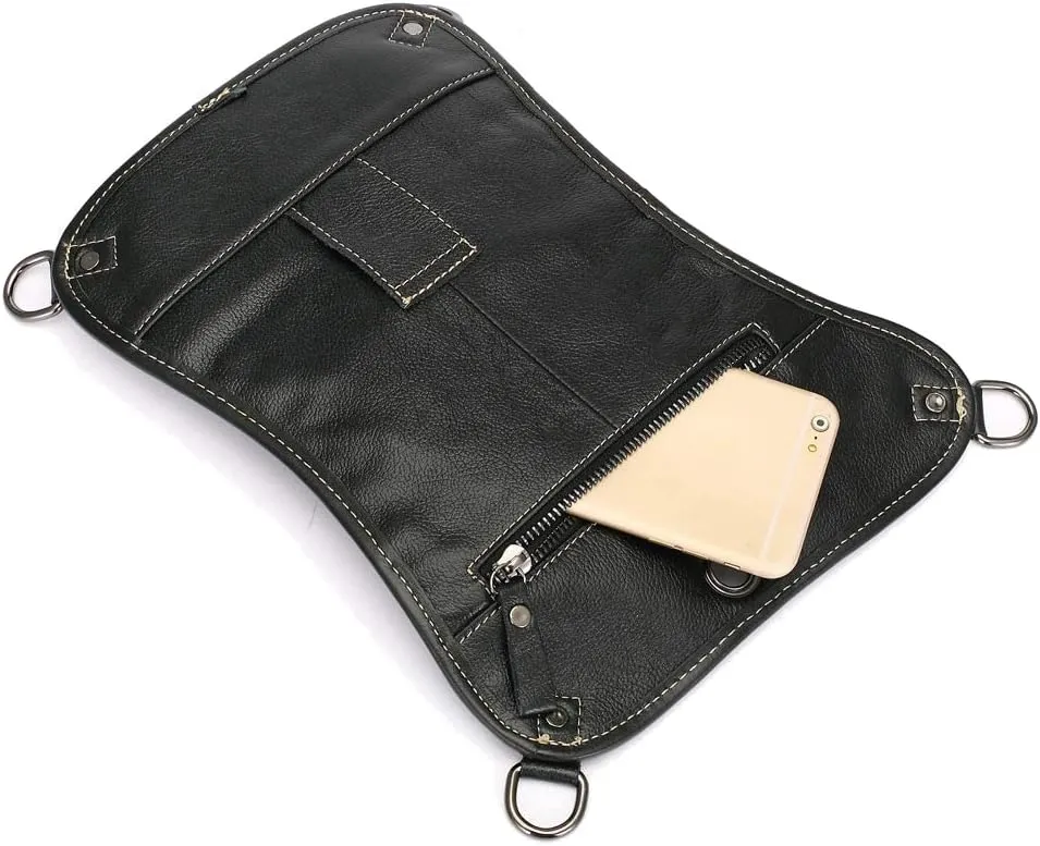Leather Waist Pack Drop Leg Bag for Men Women Belt Bumbag Multi-Purpose Motorcycle Bike Outdoor Sports Tactical Cycling Riding Hiking Camping Pouch