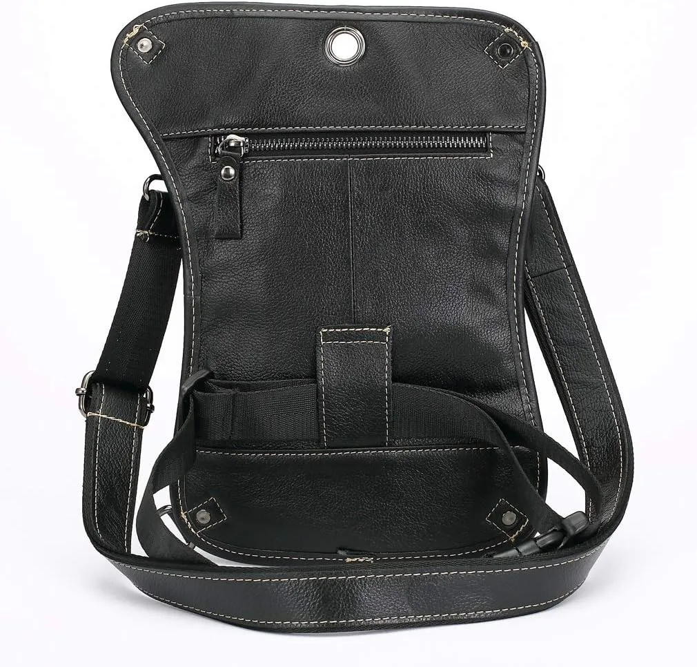 Leather Waist Pack Drop Leg Bag for Men Women Belt Bumbag Multi-Purpose Motorcycle Bike Outdoor Sports Tactical Cycling Riding Hiking Camping Pouch