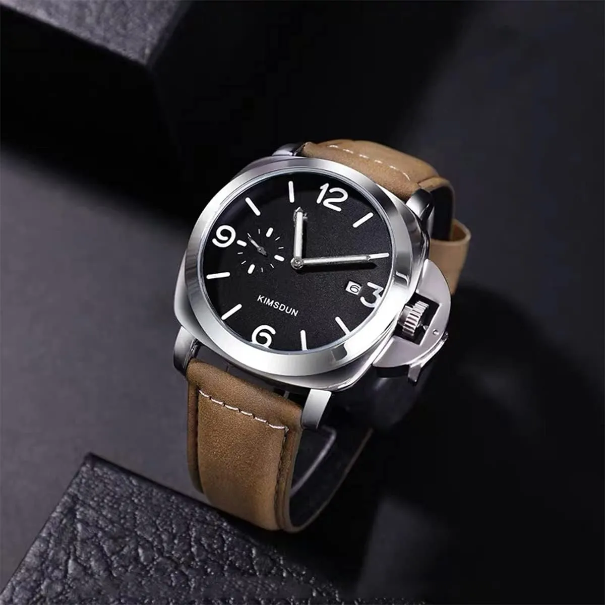 Leather Watch Bands for Men, Vintage Top Grain Leather Watch Strap Compatible with Panerai Watch Band, Genuine Leather Bracelet Watch Replacement Band 20mm 22mm 24mm 26mm