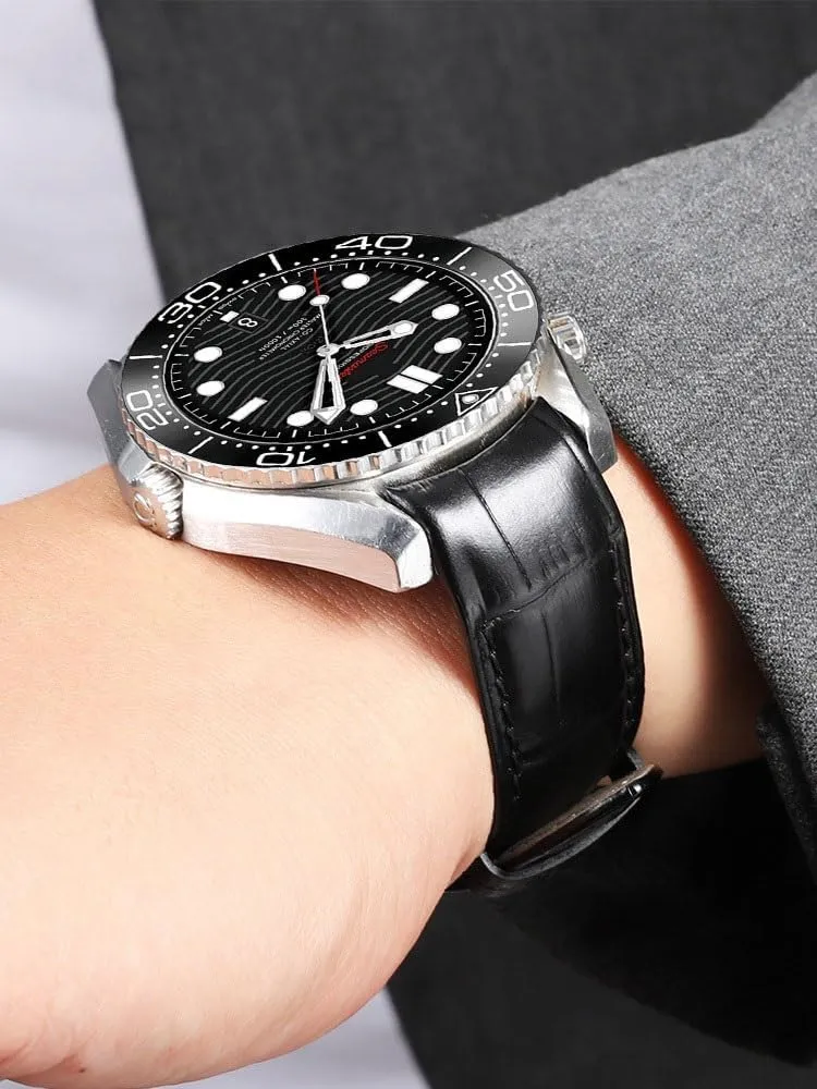 Leather Watch Strap For Omega New Seamaster 300 Planet Ocean 007 Speedmaster Men's Watch Chain