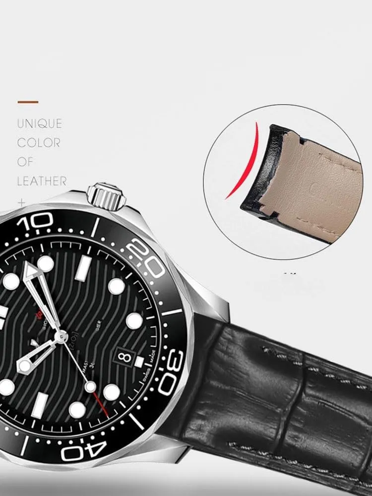 Leather Watch Strap For Omega New Seamaster 300 Planet Ocean 007 Speedmaster Men's Watch Chain