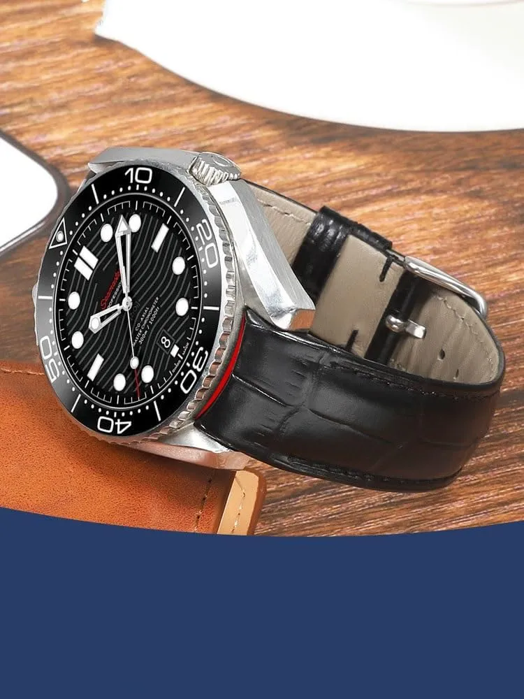 Leather Watch Strap For Omega New Seamaster 300 Planet Ocean 007 Speedmaster Men's Watch Chain