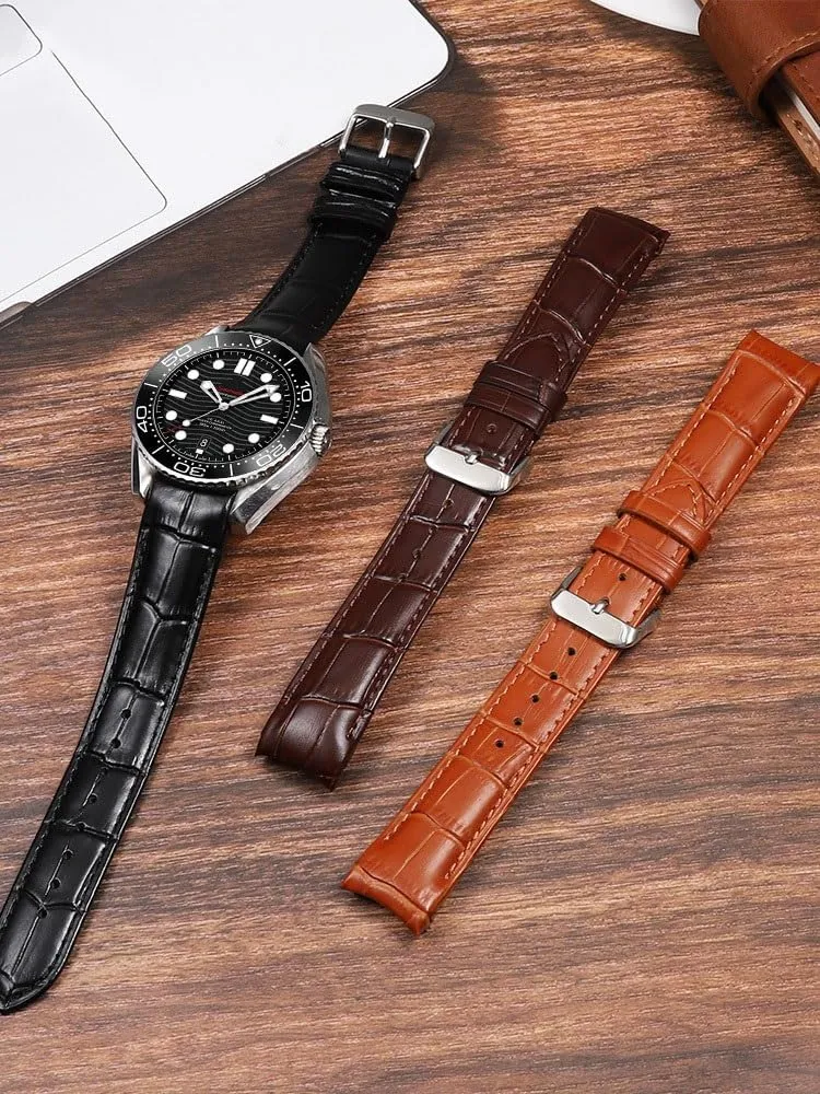 Leather Watch Strap For Omega New Seamaster 300 Planet Ocean 007 Speedmaster Men's Watch Chain