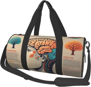 Left and Right Brain Advantage Printed Travel Bag,Round Personal Item Storage bag,Foldie Duffel Bag for Traveling Vacation,Fitness,Sports