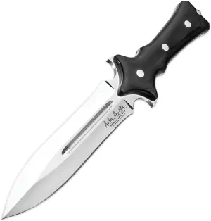 Legacy Boot Knife, Leather Sheath-7Cr17 Stainless Steel Blade, Pakkawood Handle, Trigger-Finger Grips, Functional, Length 11-3/4"