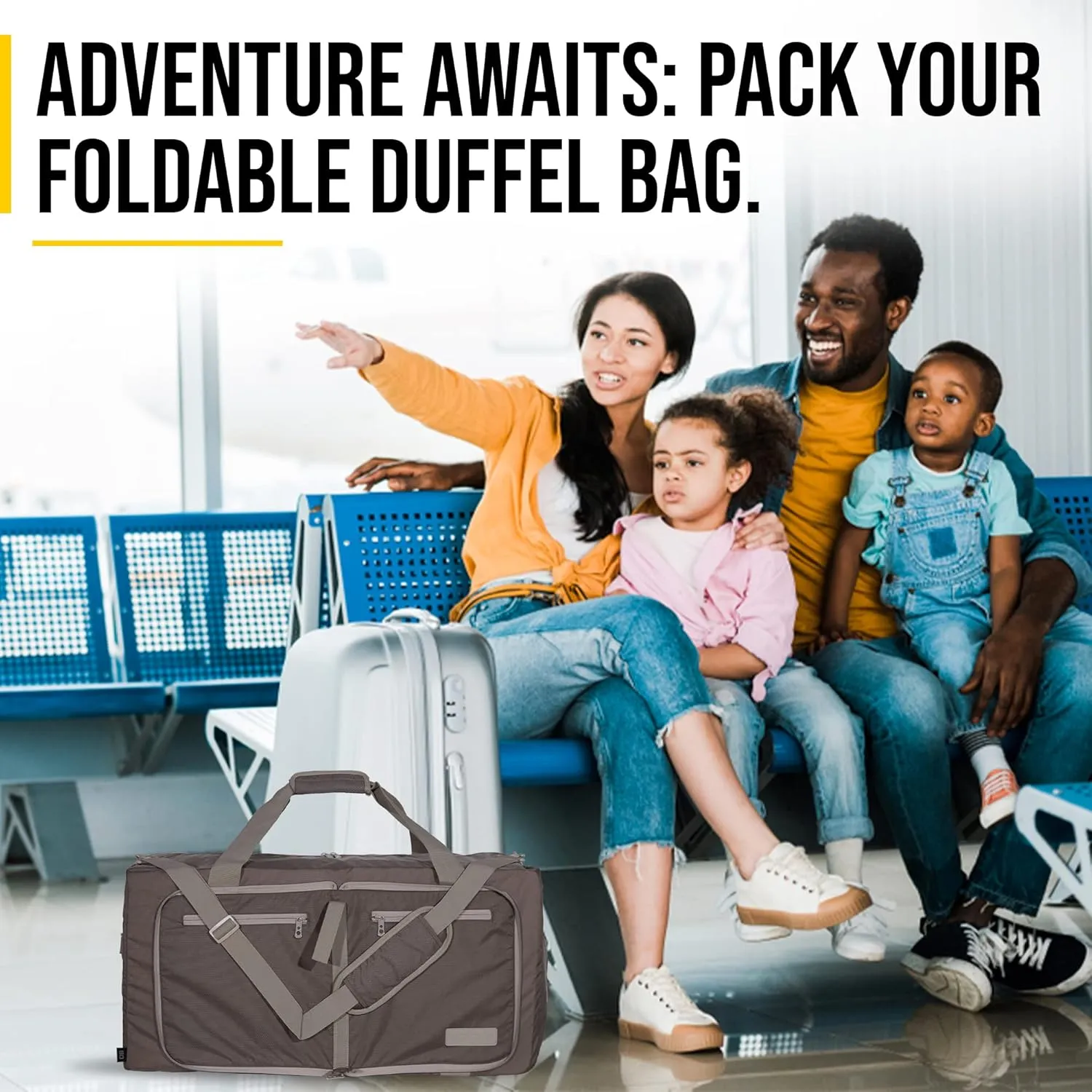 LEGEND 40L Foldable Duffle Bag for Travel - Packable Duffle Bags w/Shoe Compartment - Tear Resistant Collapsible Duffel Bags for Traveling - Lightweight Folding Duffel Bag for Men & Women -Chocolate