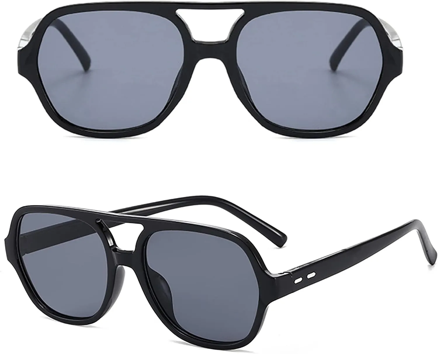 LEMON GRASS Retro Oversized Plastic Avaitor Sunglasses for Women Fashion Shades 70s