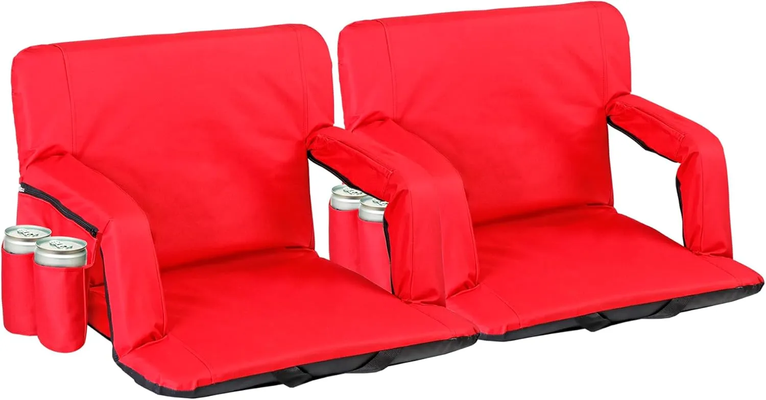 LEMY Stadium Seats with Back Support, Stadium Chairs for Bleachers, Camping, Sports Events, Set of 2 Chairs