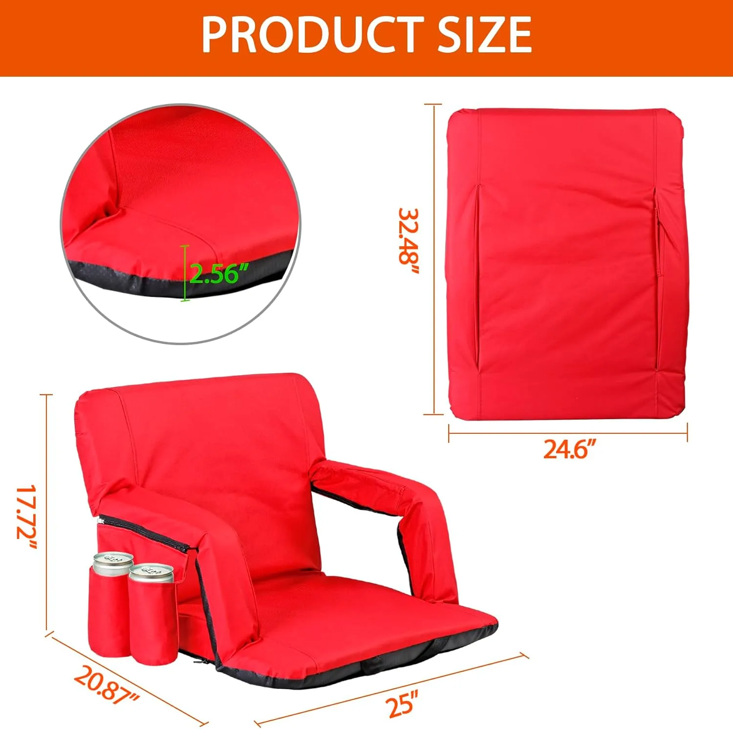 LEMY Stadium Seats with Back Support, Stadium Chairs for Bleachers, Camping, Sports Events, Set of 2 Chairs