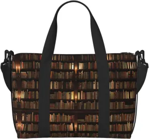 Library Bookshelf Book Duffel Bags for Traveling - Lightweight Personal Item Travel Bags, Gym Bags for Men and Women