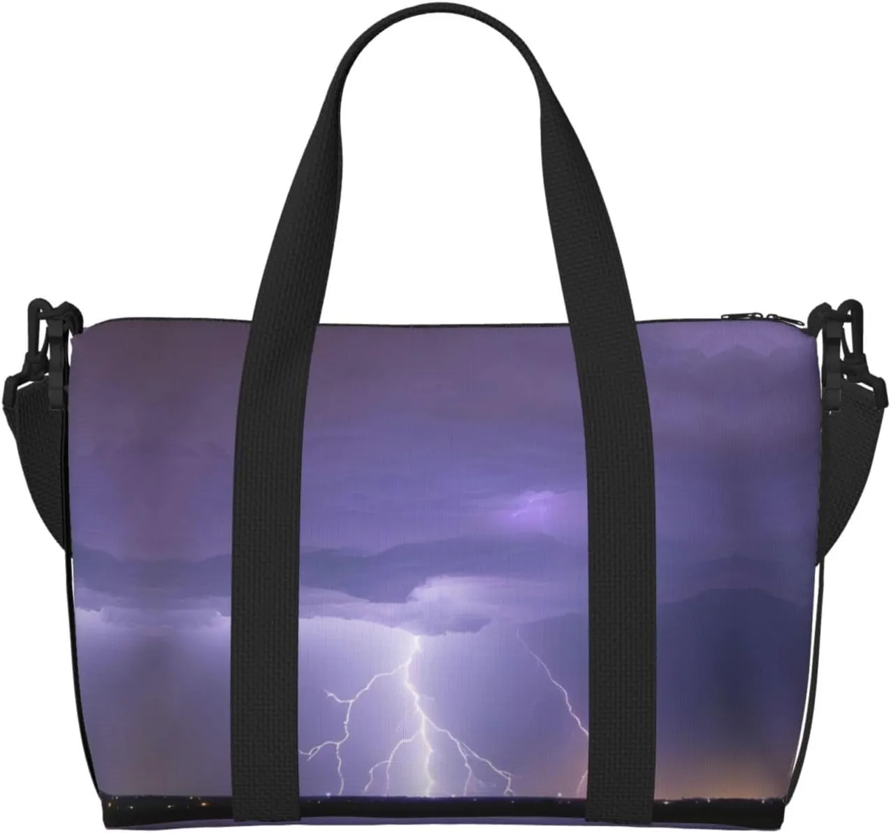 Lightning Storm Hand-held messenger travel bag, suitable for work, travel, fitness, tourism, women's casual handbag with zipper,