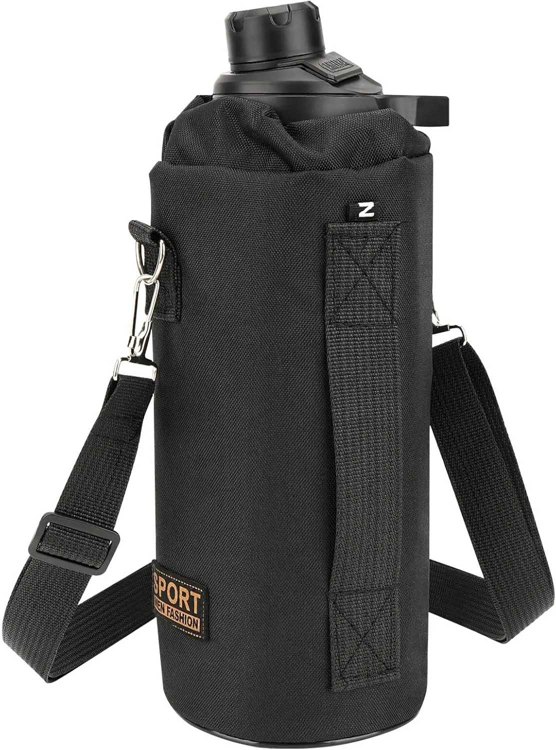 Linkidea Sports Water Bottle Carrier with Strap Compatible with Nalgene Sustain Tritan 48oz, CamelBak Chute Mag 50oz, Thick Waterbottle Cooler Bag Holder Shoulder Strap, Black