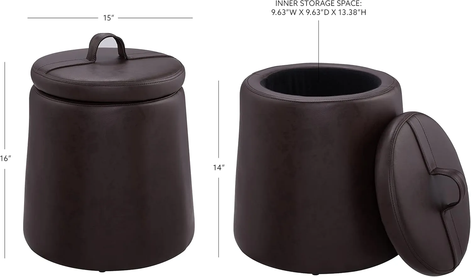 Linon Home Décor Brown Faux Leather Upholstered Storage Linon Brentwood Ottoman