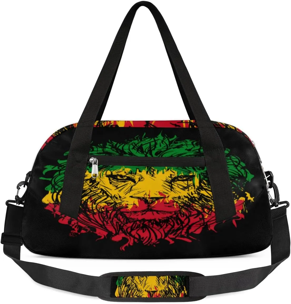 Lion Head Sketch Duffel Bag for Women Men Travel Bag Small Gym Bag Waterproof Workout Overnight Tote Bag for Sport Dance Weekend Yoga