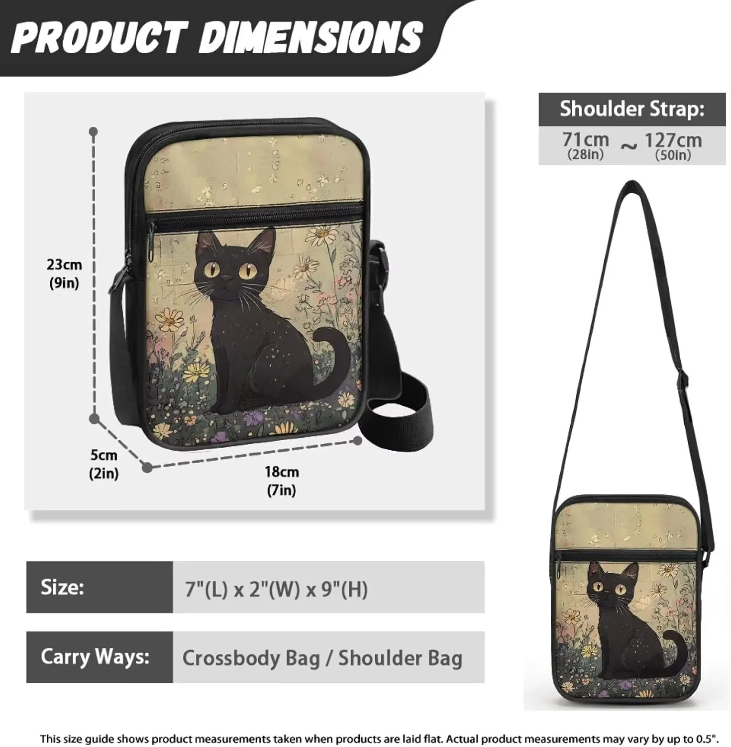 Little Messenger Bag Women's Lightweight Adjustable Strap Crossbody Purse with Zipper Pockets