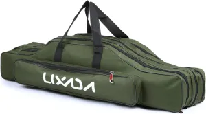Lixada Fishing Rod Case - 3 Layers Oxford Bag, Portable Folding Carrier for Rods and Reels, Tackle Storage Travel Bag, 90cm/120cm/150cm Optional