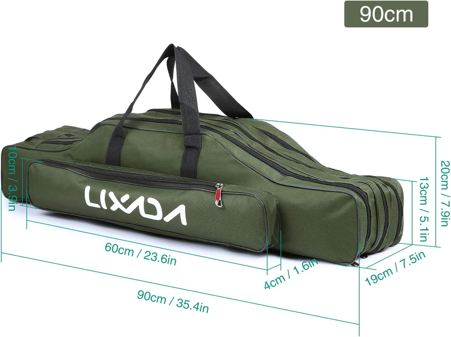 Lixada Fishing Rod Case - 3 Layers Oxford Bag, Portable Folding Carrier for Rods and Reels, Tackle Storage Travel Bag, 90cm/120cm/150cm Optional
