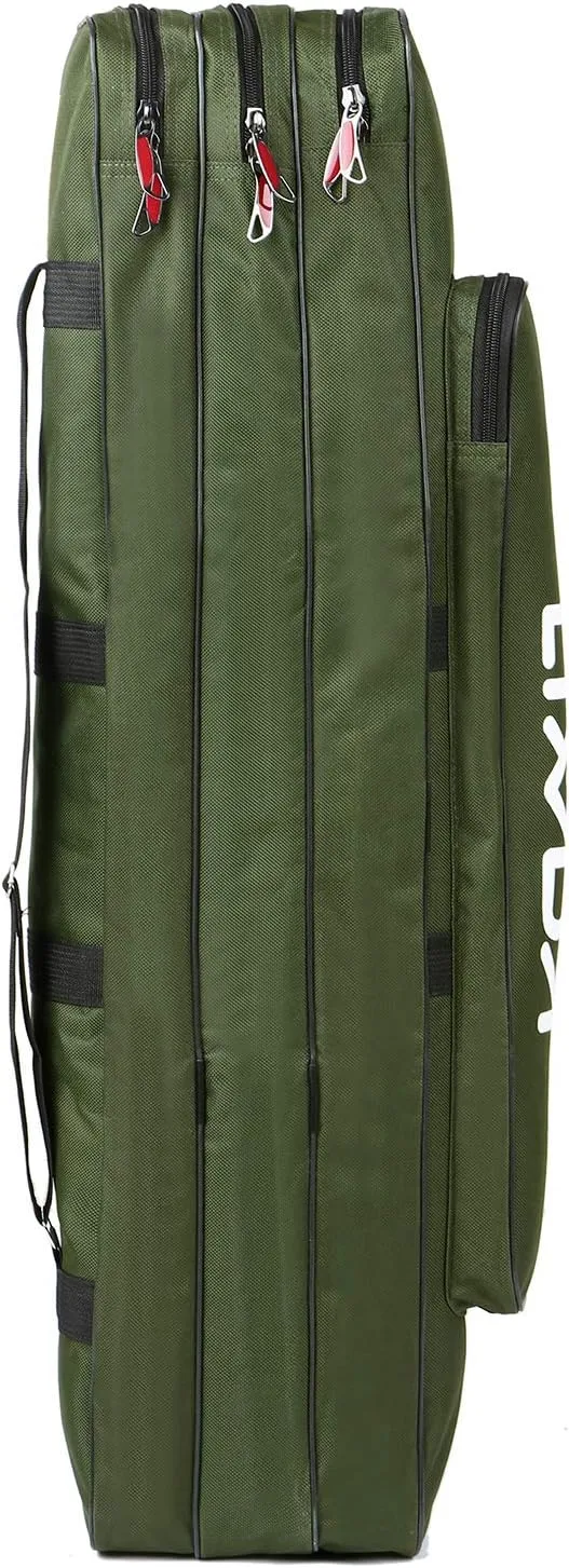 Lixada Fishing Rod Case - 3 Layers Oxford Bag, Portable Folding Carrier for Rods and Reels, Tackle Storage Travel Bag, 90cm/120cm/150cm Optional
