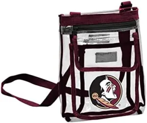 Logo Brands NCAA FL State Seminoles Gameday Clear Crossbody Bag - Stadium Approved, Adjustable Strap, Two Pockets, Front Zipper Pocket