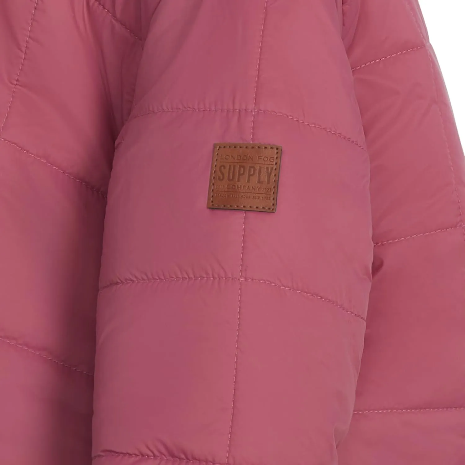LONDON FOG Girls' Heavyweight Winter Puffer Coat with Sherpa Trim