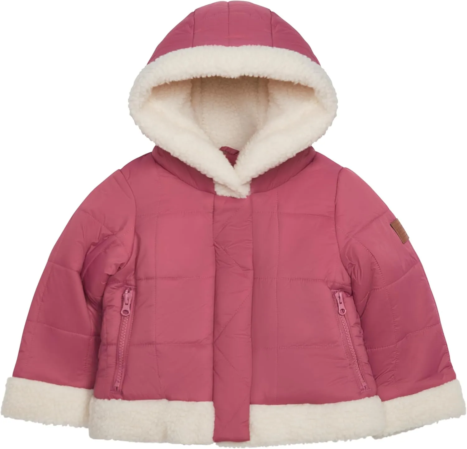 LONDON FOG Girls' Heavyweight Winter Puffer Coat with Sherpa Trim