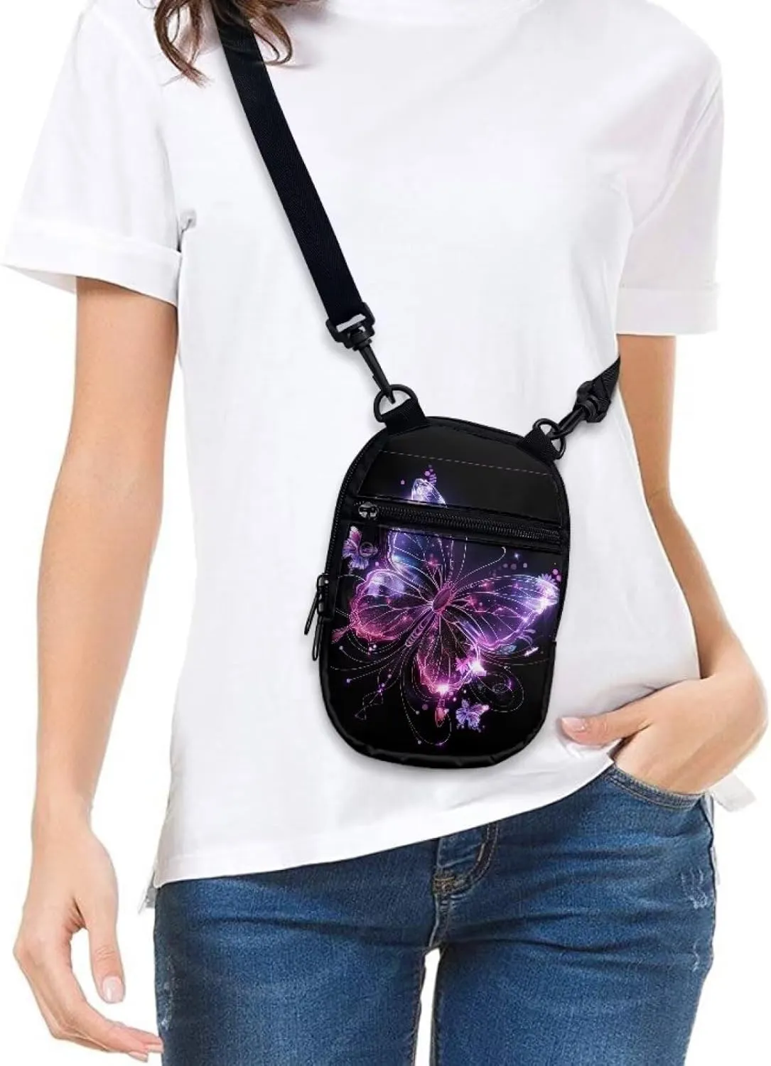 Lotusorchid Small Message Bag Women Shoulder Bag with Adjustable Staps, Sling Phone Bag Crossbody Satchel Purse Wallet