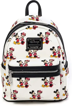 Loungefly Disney Mickey and Minnie Mouse AOP Womens Double Strap Shoulder Bag Purse