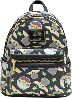 Loungefly Star Wars Baby Yoda All Over Print Womens Double Strap Shoulder Bag Purse