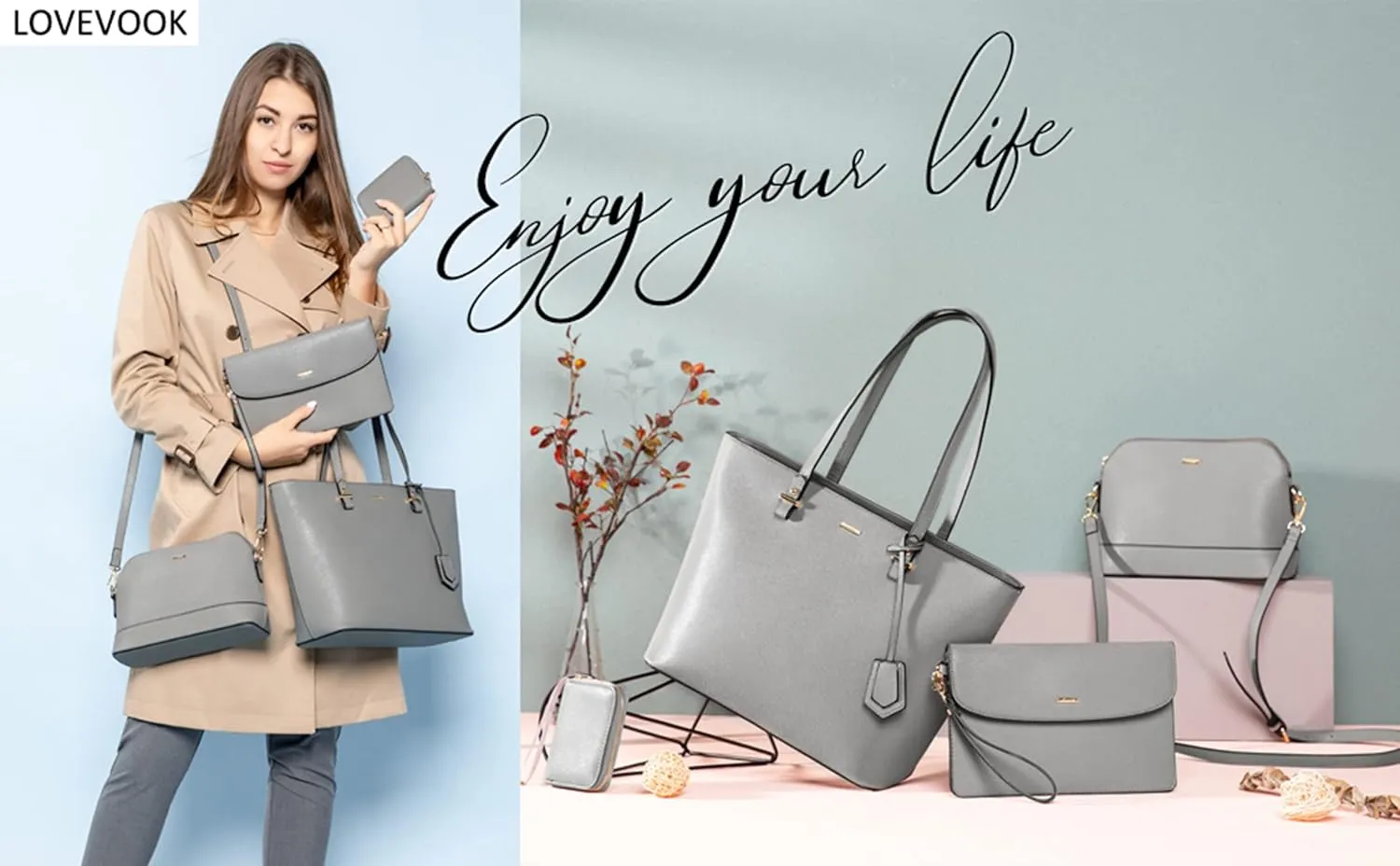 LOVEVOOK Handbags for Women Shoulder Bags Tote Satchel Hobo 3pcs Purse Set