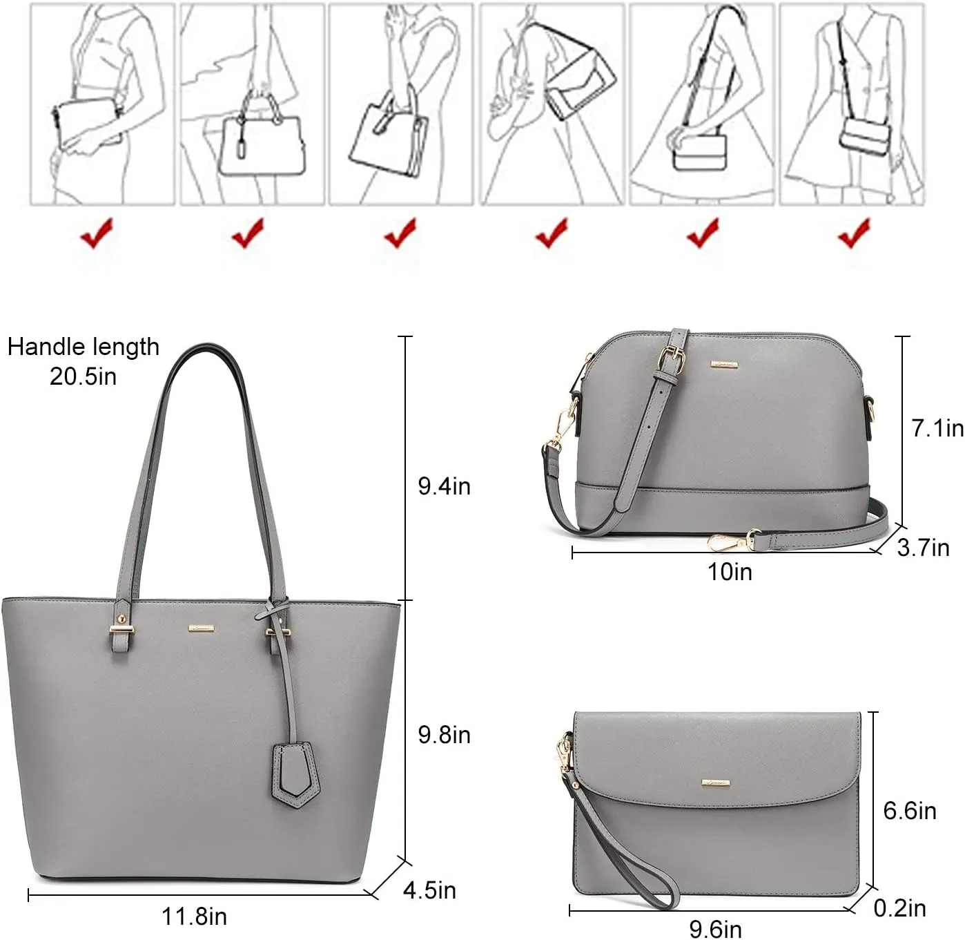 LOVEVOOK Handbags for Women Shoulder Bags Tote Satchel Hobo 3pcs Purse Set