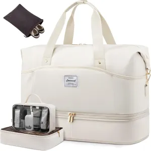 LOVEVOOK Weekender Bags for Women, Expandable Travel Duffle Bag with Shoes Compartment, Carry on Overnight Bag with Wet Pocket, Mom Hospital Bags for Labor and Delivery, 4PCS