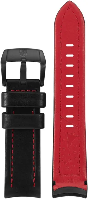 Luminox Men's 5127 Space Series Black & Red Leather Strap Stainless Steel Buckle Watch Band