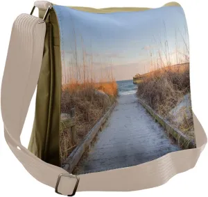 Lunarable Beach Messenger Bag, Sunset Atlantic Ocean Coast, Unisex Cross-body