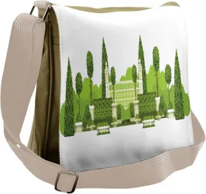 Lunarable Boxwood Hedge Messenger Bag, Panoramic Garden Bush, Unisex Cross-body