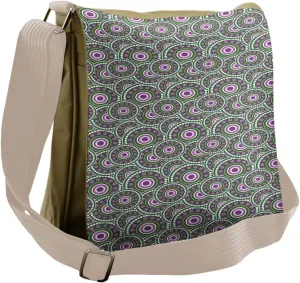 Lunarable Geometric Messenger Bag, Dots Concentric Design, Unisex Cross-body