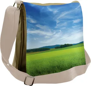 Lunarable Pastoral Messenger Bag, Summer Sky Scenic View, Unisex Cross-body