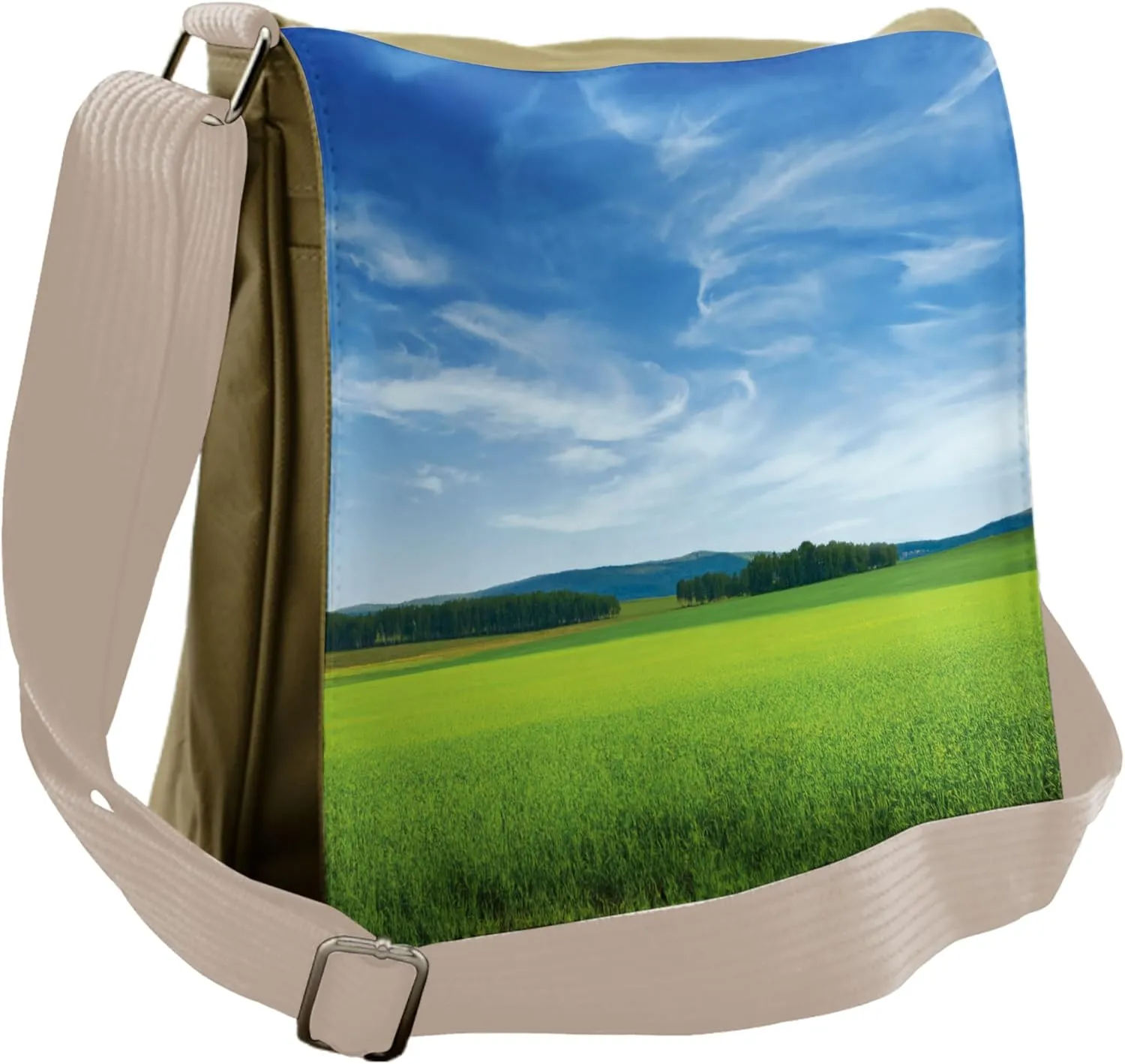 Lunarable Pastoral Messenger Bag, Summer Sky Scenic View, Unisex Cross-body