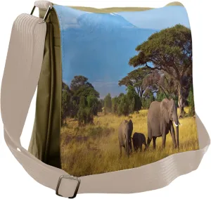 Lunarable Savannah Messenger Bag, Mount Kilimanjaro Nature, Unisex Cross-body