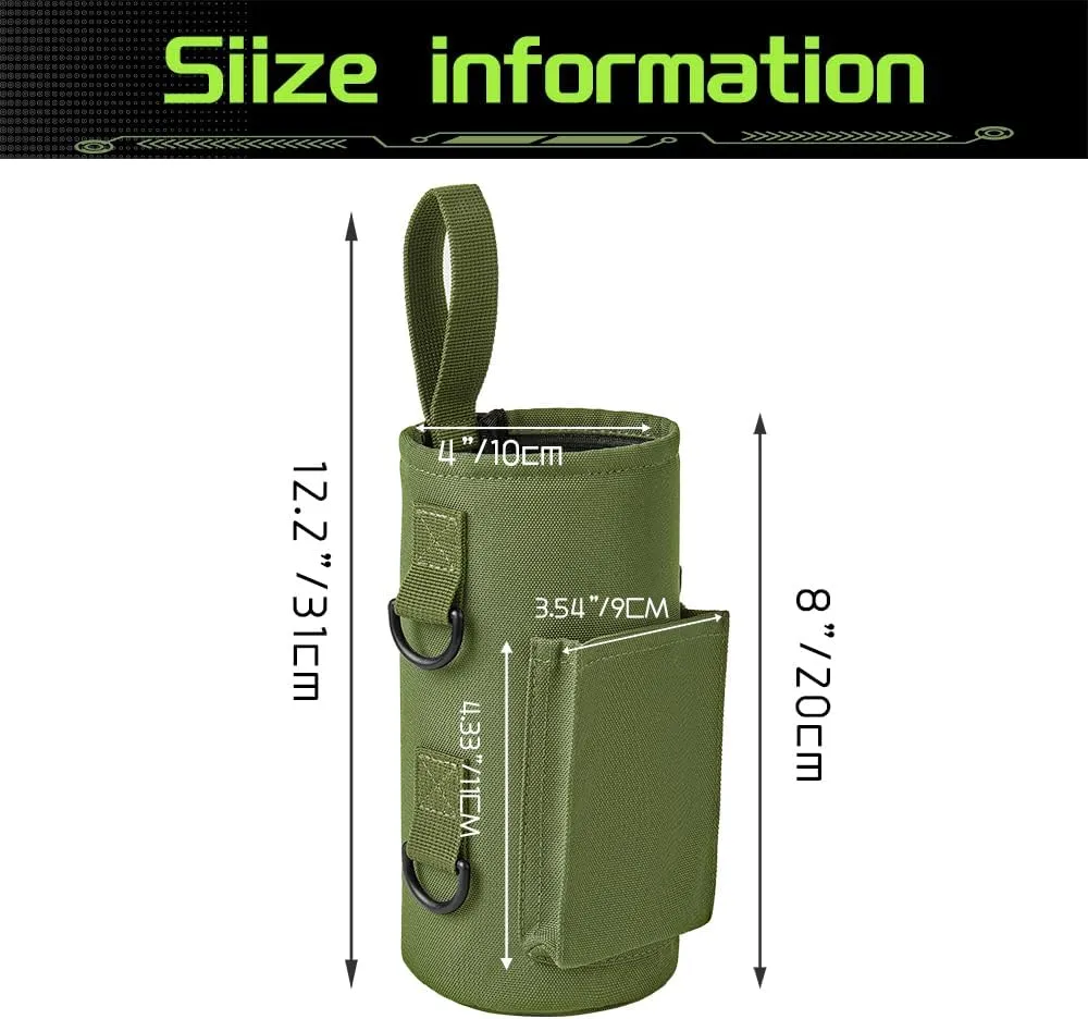 Magnetic Water Bottle Holder Magnetic Gym Bag Water Bottle Carrier Pouch with Phone Pocket Silicone Towel Buckle and Sling for Easy Attachment to Metal Exercise Equipment(Green)