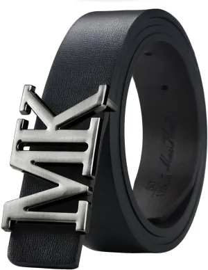 maikun Mens Dress Leather Belt, 1.3'' Width Casual Black Belt for Men