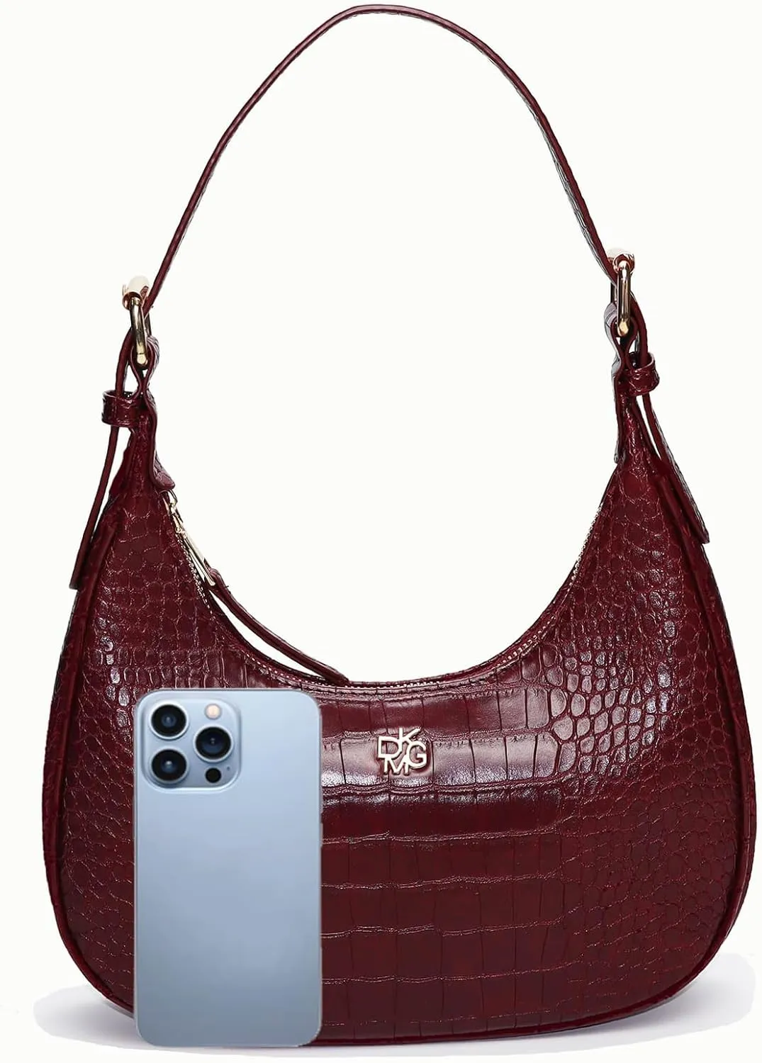 MakeMeChic Women's Leather Top Handle Shoulder Bag Zipper Underarm Handbag Clutch