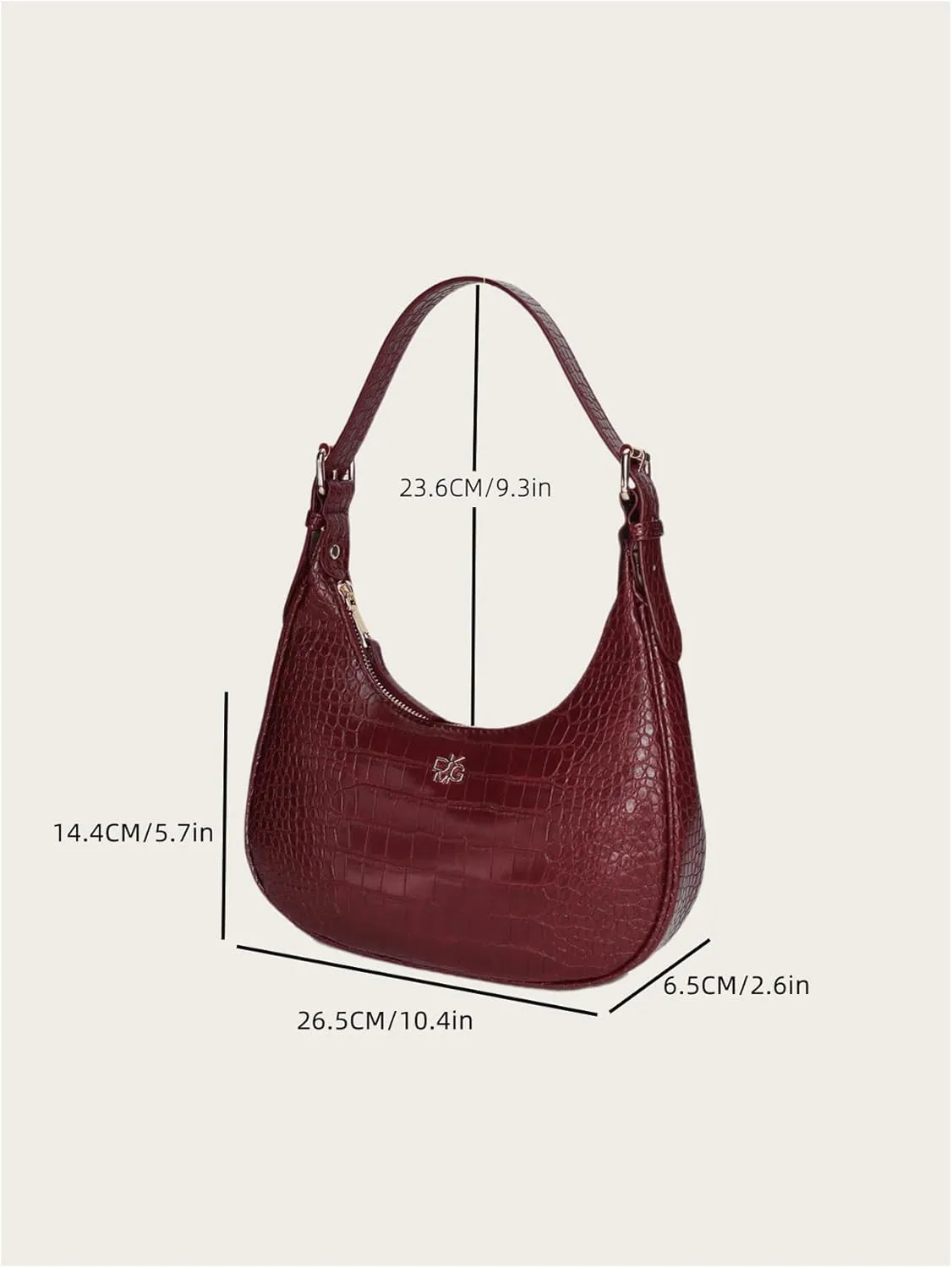 MakeMeChic Women's Leather Top Handle Shoulder Bag Zipper Underarm Handbag Clutch