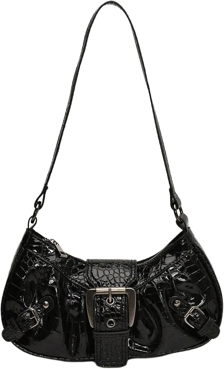 MakeMeChic Women's PU Leather Top Handle Buckle Shoulder Bag PU Leather Retro Vintage Mini Handbags