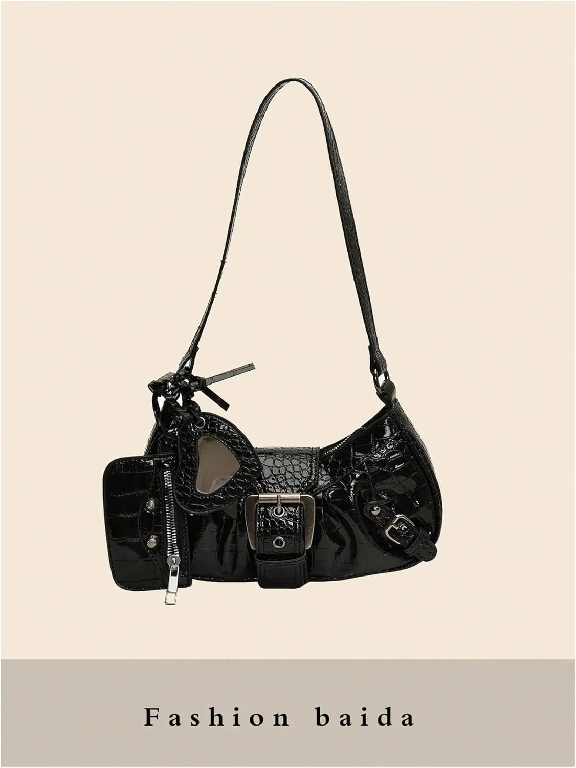 MakeMeChic Women's PU Leather Top Handle Buckle Shoulder Bag PU Leather Retro Vintage Mini Handbags