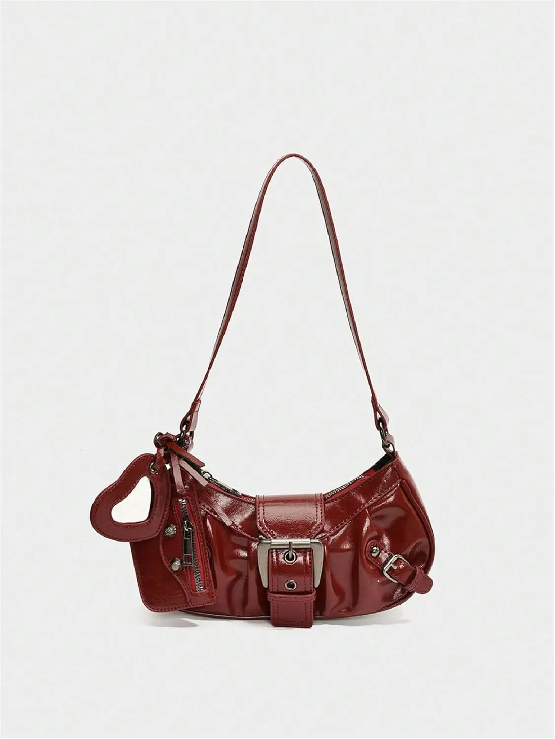 MakeMeChic Women's PU Leather Top Handle Buckle Shoulder Bag PU Leather Retro Vintage Mini Handbags