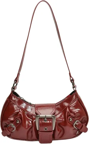 MakeMeChic Women's PU Leather Top Handle Buckle Shoulder Bag PU Leather Retro Vintage Mini Handbags