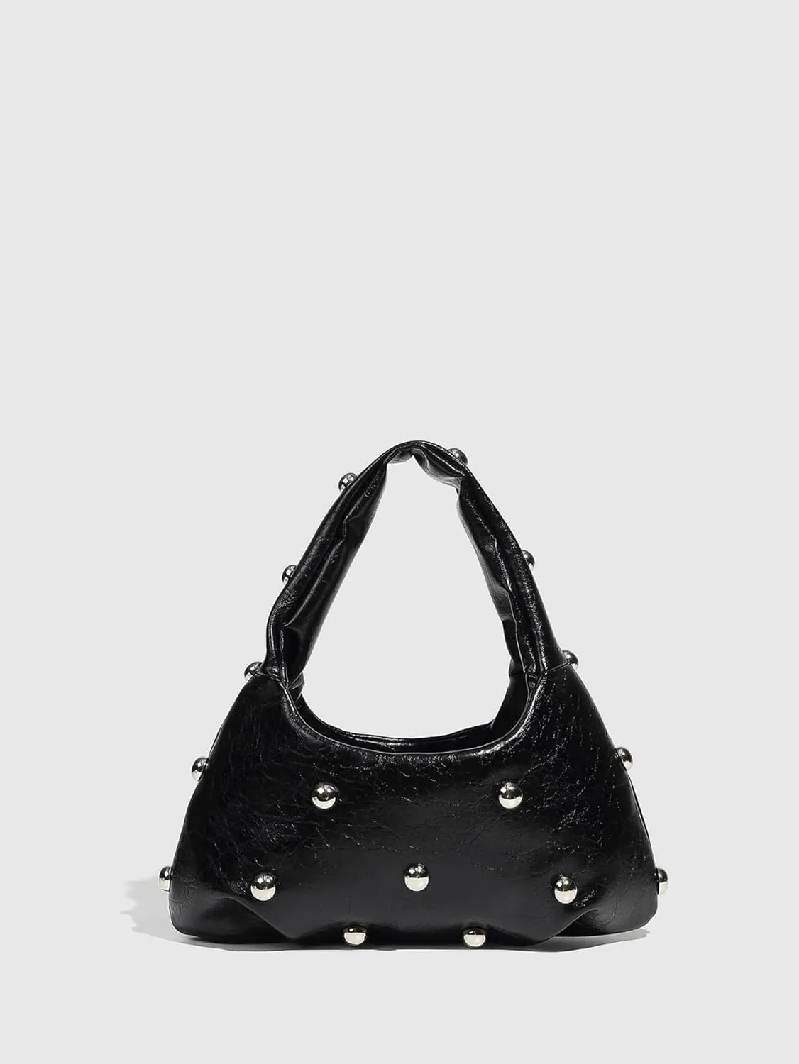 MakeMeChic Women's Studded Faux Leather Shoulder Bag Top Handle Grunge Punk Underarm Handbag