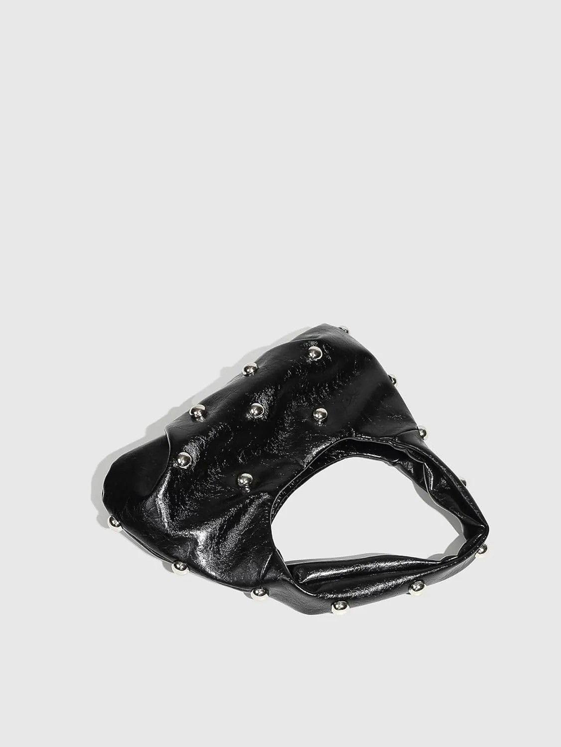 MakeMeChic Women's Studded Faux Leather Shoulder Bag Top Handle Grunge Punk Underarm Handbag